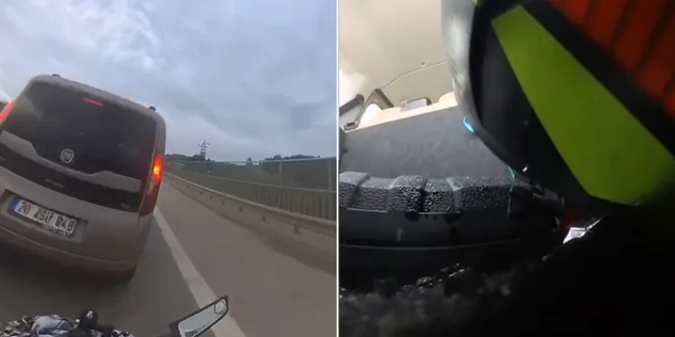 Bursa’da motosikletli çarptığı araca girdi