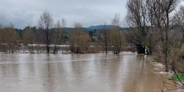 Denizli’de Akçay Deresi taştı, yol trafiğe kapandı