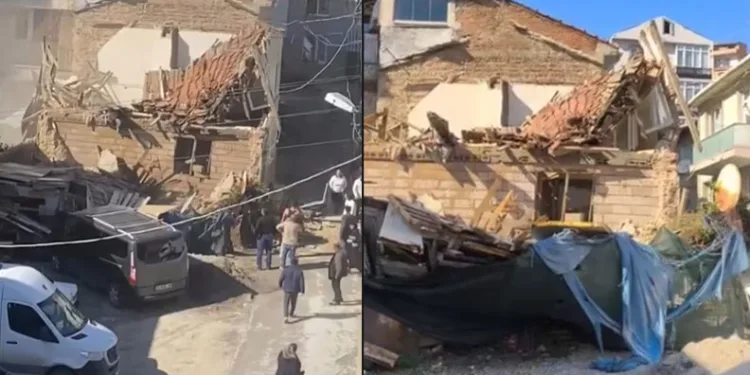 Gemlik’te metruk bina çöktü