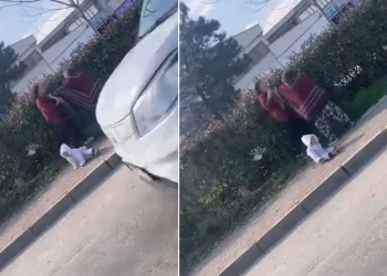 Bursa’da ’da dilenci kavgası: Kucağındaki bebek yere düştü