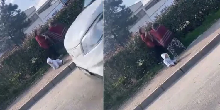 Bursa’da ’da dilenci kavgası: Kucağındaki bebek yere düştü
