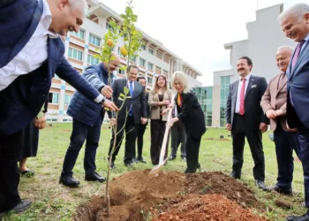 AÜ İlahiyat Fakültesi bahçesine 100 ağaç dikildi
