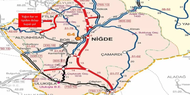 Niğde’de yoğun kar yağışı nedeniyle iki yol trafiğe kapatıldı