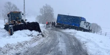 Muş’ta tır iş makinesine çarptı: 1 yaralı