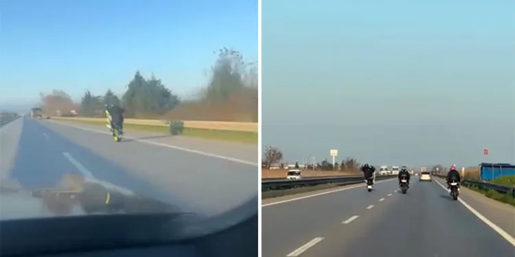 Bursa’da motosiklet sürücülerinin tehlikeli yolculuğu kamerada