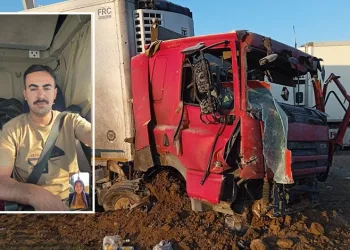 İran’da Türk TIR şoförüne mezar olan TIR görüntülendi