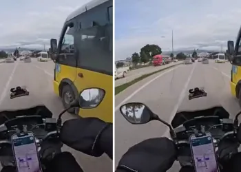 Bursa’da motosiklet sürücüsünün dikkati kazayı önledi