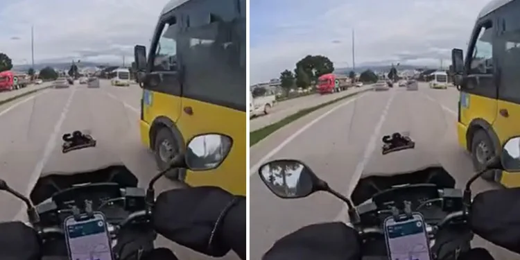 Bursa’da motosiklet sürücüsünün dikkati kazayı önledi