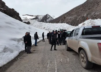 Köy yoluna çığ düştü, ekipler yolu açmak için çalışma başlattı