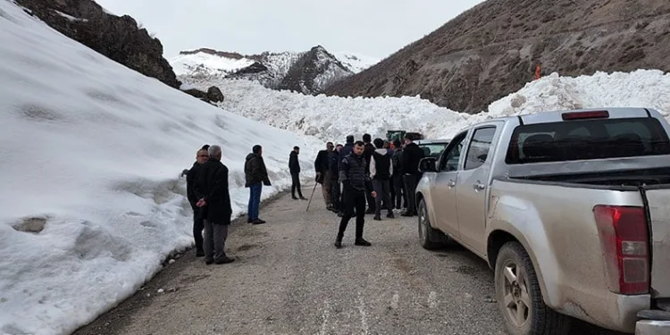Köy yoluna çığ düştü, ekipler yolu açmak için çalışma başlattı