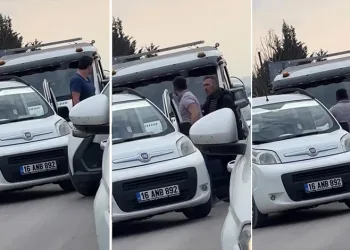 Bursa’da trafikte yol verme kavgası kamerada