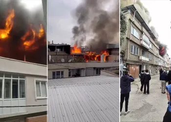 Bursa’da binanın çatısı alevlere teslim oldu