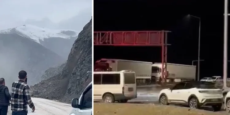 Yüksekova-Van kara yolunda heyelan: Ulaşım durdu