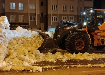 Bitlis’te kaldırımlardaki karlar kamyonlarla taşınıyor