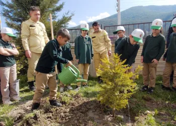 Bolu’da ilkokul öğrencileri fidan dikti