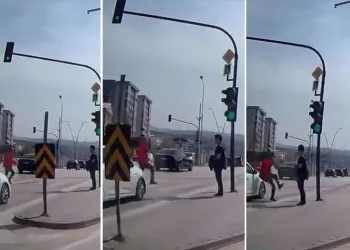 Bursa’da kırmızı ışıkta yola atladı, facia teğet geçti