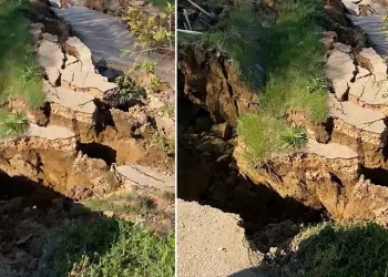 Bursa’da meydana gelen heyelan yolu parçalara ayırdı