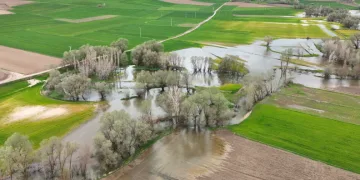 Tarım arazilerini sular altında bırakan Kanak Çayı dronla görüntülendi