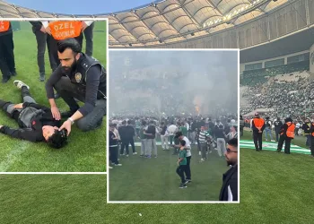 Bursaspor kutlamalarında saha karıştı