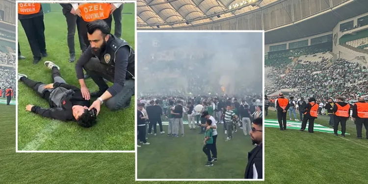 Bursaspor kutlamalarında saha karıştı