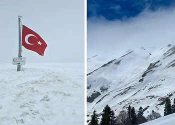 Uludağ’da mayısta kar sürprizi: 2 metre karda Türk bayrağı dalgalandı