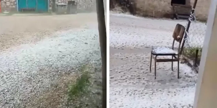 Bursa’da ceviz büyüklüğünde dolu yağdı…Camlar kırılma noktasına geldi