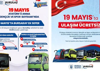 Bursa’da 19 Mayıs’ta ulaşım ücretsiz
