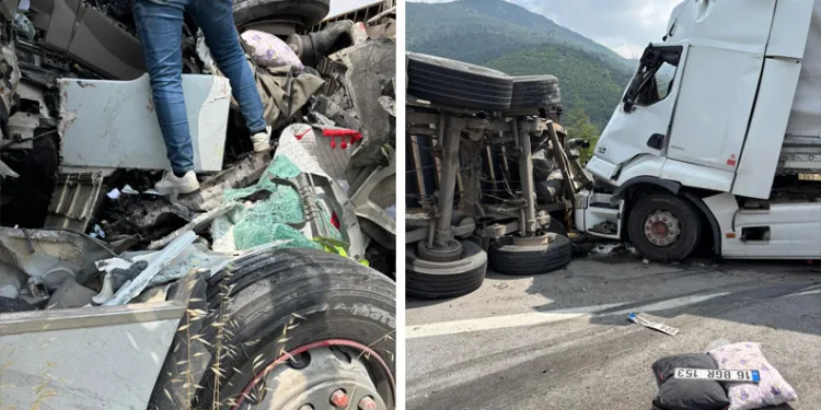 Yenişehir-Bursa Yolunda Kaza: Iğdir Tüneli Girişinde İki Tır Birbirine Girdi, 1 Yaralı