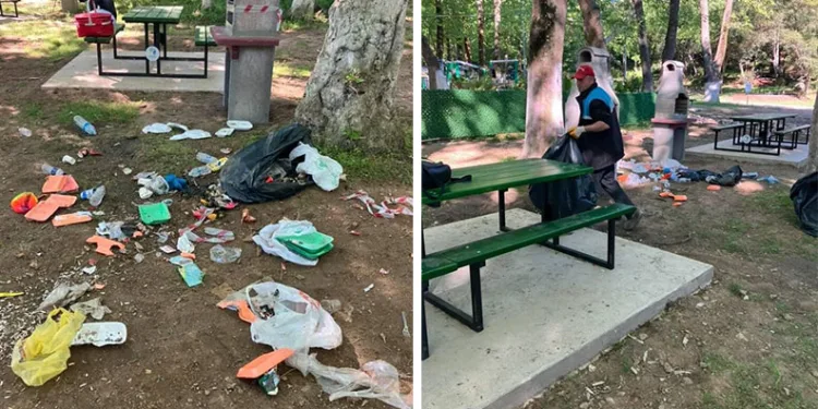 Bursa’da mesire alanı bir günde çöplüğe döndü