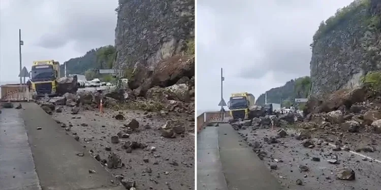 Artvin’de Sarp Sınır Kapısı yolunda heyelan