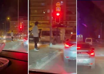 Bursa’da ters şeride giren hafif ticari araç trafiği tehlikeye attı