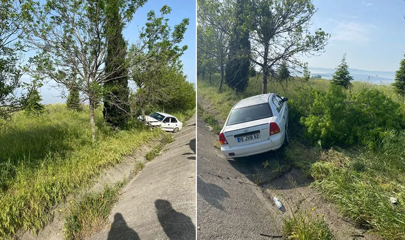 Bursa-Balıkesir kara yolunda tek araçlı kaza: 2 yaralı