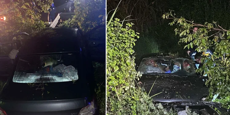 İnegöl’de otomobil tarlaya uçtu: 4 yaralı