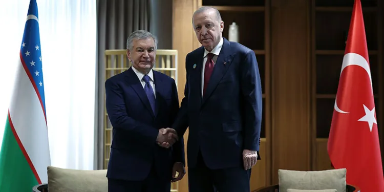 Cumhurbaşkanı Erdoğan, Özbekistan Cumhurbaşkanı Mirziyoyev ile görüştü