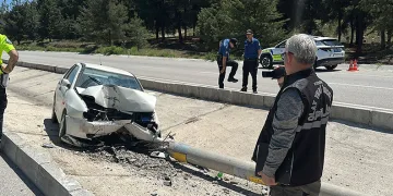 Otomobil elektrik direğine çarptı: 1 yaralı