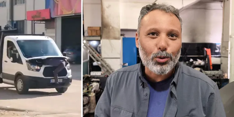 Kamyonetin motorunda giden tamirci konuştu