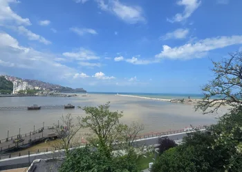 Zonguldak Limanı yağışların ardından sarıya büründü