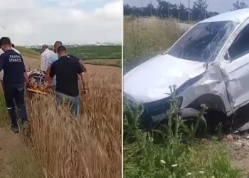 Adana’da otomobil tarlaya uçtu: 1 ölü, 1 yaralı