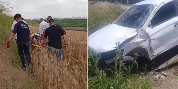 Adana’da otomobil tarlaya uçtu: 1 ölü, 1 yaralı