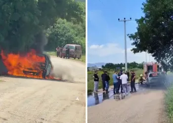 Kestel’de otomobil alevlere teslim oldu
