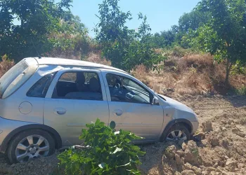 Kontrolden çıkan otomobil meyve bahçesine uçtu: 4 yaralı