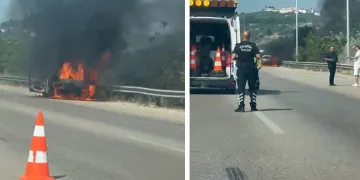 Seyir halindeki araç alevlere teslim oldu