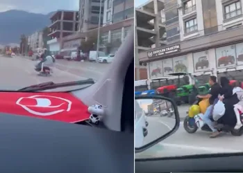 Elektrikli scooter üzerindeki tehlikeli yolculuk