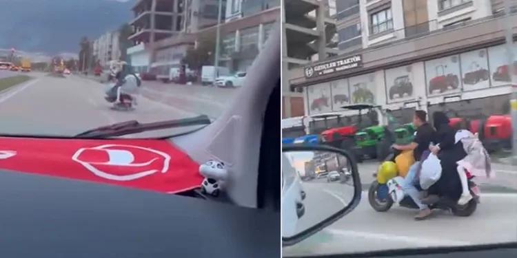 Elektrikli scooter üzerindeki tehlikeli yolculuk