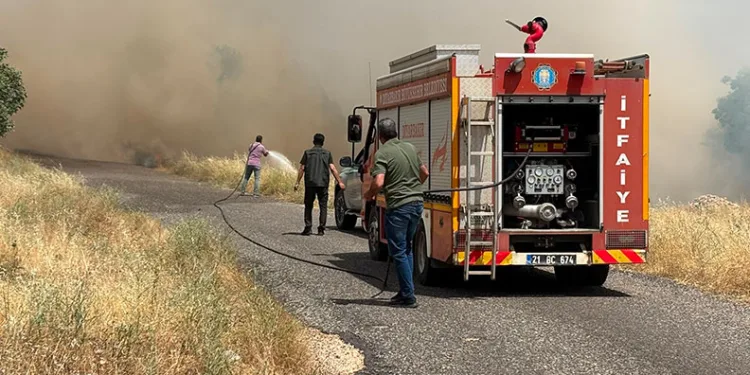 Diyarbakır’da ekili arazide yangın