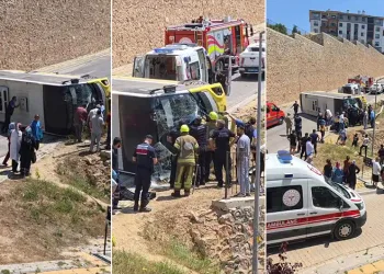 Bursa’da kontrolden çıkan halk otobüsü devrildi: 1 yaralı