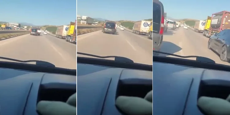 Otobanda kaza kamerada, kıl payıyla kazadan kurtuldu