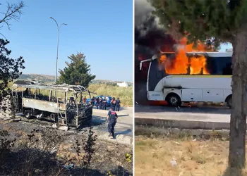 Bursa’da servis otobüsü alevlere teslim oldu