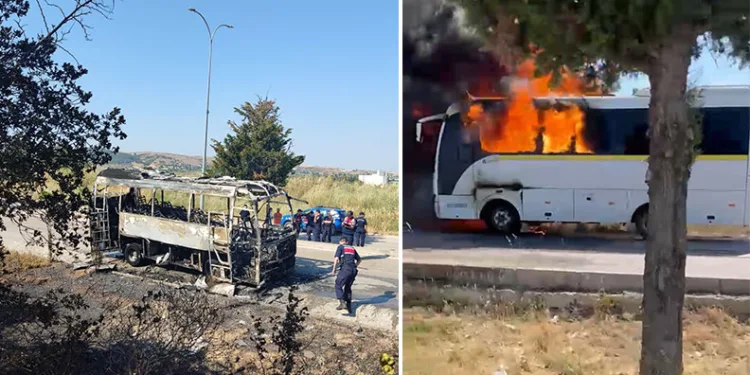Bursa’da servis otobüsü alevlere teslim oldu