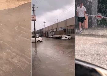 İnegöl, dolu ve sağanak yağışa teslim oldu